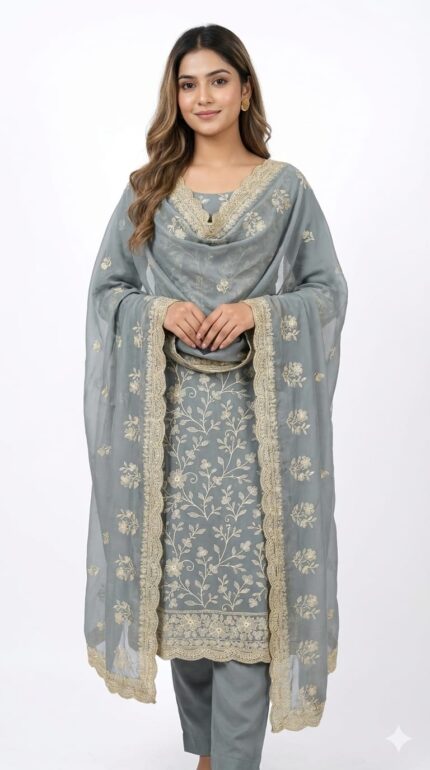 Organza Embroidered Suit Set