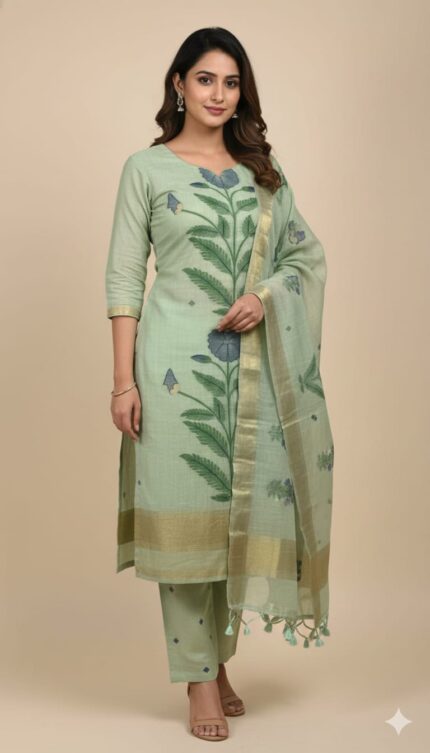 Jamdani Cotton Unstitched Suit Set