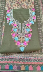 Premium 2 Piece Kashmiri Embroidery Woolen Suit with Heavy Kashmiri Thread Work Warm Winter Ethnic Wear - Image 3