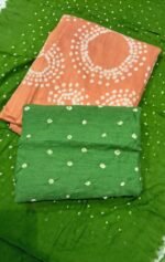 Premium Bandhani Cotton Unstitched Suit Set with Traditional Bandhej Printed Cotton Top, Matching Bandhani Cotton Dupatta and Solid Cotton Bottom Ethnic Wear - Image 2