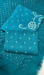 Premium Bandhani Cotton Unstitched Suit Set with Traditional Bandhej Printed Cotton Top, Matching Bandhani Cotton Dupatta and Solid Cotton Bottom Ethnic Wear - Image 2