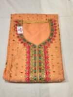 Premium Crepe Chiffon Unstitched Suit Set with Embroidered Crepe Chiffon Top, Matching Chiffon Dupatta and Crepe Chiffon Bottom - Image 4