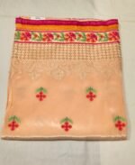 Premium Crepe Unstitched Suit Set with Embroidered Crepe Top, Floral Motif Chiffon Dupatta and Solid Tapeta Bottom Elegant Ethnic Wear - Image 5