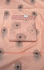 Premium All Cotton Unstitched Suit Set with Floral Printed Cotton Top, Soft Chiffon Dupatta and Solid Cotton Bottom Elegant Ethnic Wear - Image 3