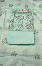 Premium All Cotton Unstitched Suit Set with Floral Printed Cotton Top, Soft Chiffon Dupatta and Solid Cotton Bottom Elegant Ethnic Wear - Image 3