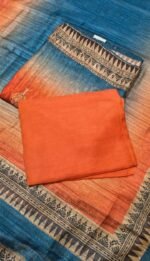 Premium Ghicha Cotton Unstitched Suit Set with Gradient Printed Ghicha Cotton Top, Matching Ghicha Dupatta and Solid Tapeta Bottom - Image 2