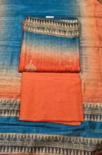 Premium Ghicha Cotton Unstitched Suit Set with Gradient Printed Ghicha Cotton Top, Matching Ghicha Dupatta and Solid Tapeta Bottom - Image 3