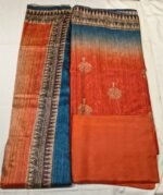 Premium Ghicha Cotton Unstitched Suit Set with Gradient Printed Ghicha Cotton Top, Matching Ghicha Dupatta and Solid Tapeta Bottom - Image 4