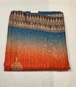 Premium Ghicha Cotton Unstitched Suit Set with Gradient Printed Ghicha Cotton Top, Matching Ghicha Dupatta and Solid Tapeta Bottom - Image 5