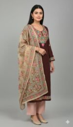 Premium 2 Piece Kashmiri Embroidery Woolen Suit with Heavy Kashmiri Thread Work Warm Winter Ethnic Wear