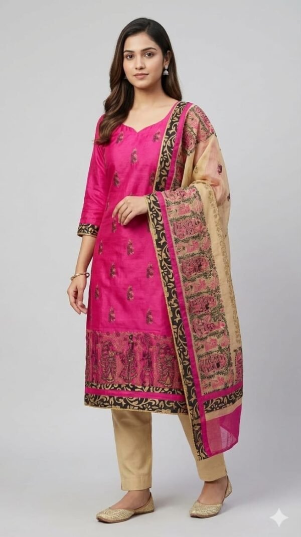Chanderi Cotton Unstitched Suit