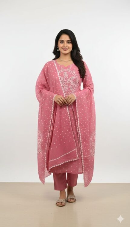 Bandhani Cotton Unstitched Suit