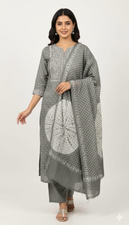 Bandhani Cotton Unstitched Suit