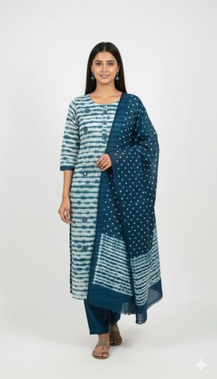 Shibori Cotton Unstitched Suit