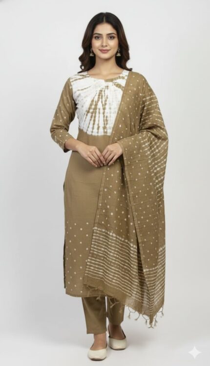 Bandhani Cotton Unstitched Suit