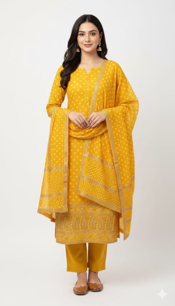 Bandhani Cotton Unstitched Suit