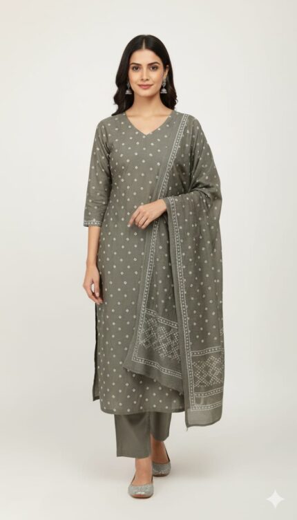 Bandhani Cotton Unstitched Suit