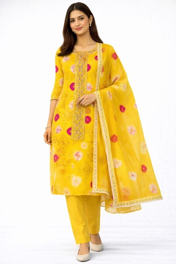 Bandhani Cotton Unstitched Suit