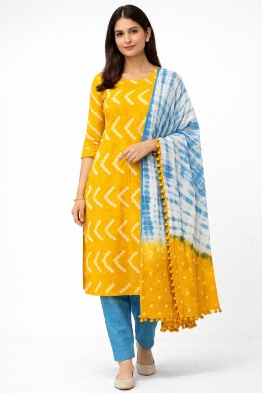 Bandhani Cotton Unstitched Suit