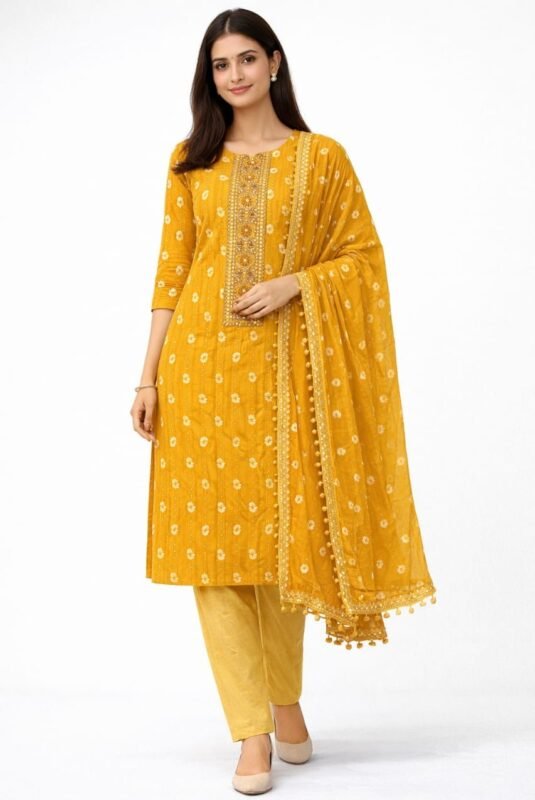 Bandhani Cotton Unstitched Suit