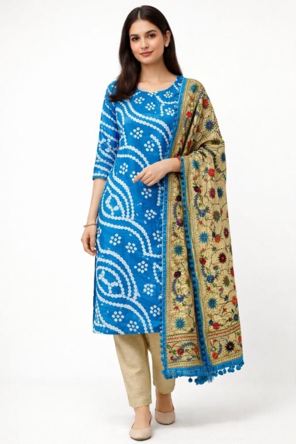 Bandhani Cotton Unstitched Suit