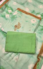 Premium Cotton Unstitched Suit Set with Embroidered Cotton Top, Chiffon Dupatta and Plain Cotton Bottom Elegant Ethnic Wear - Image 2