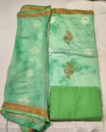 Premium Cotton Unstitched Suit Set with Embroidered Cotton Top, Chiffon Dupatta and Plain Cotton Bottom Elegant Ethnic Wear - Image 3