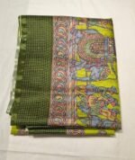 Premium Tassar Cotton Madhubani Printed Saree with Traditional Art Motifs and Elegant Border Handcrafted Ethnic Wear - Image 4