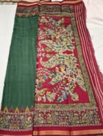 Premium Maslin Cotton Printed Saree with Traditional Ikat Pattern Border, Soft Lightweight Fabric and Elegant Ethnic Appeal - Image 3