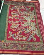 Premium Maslin Cotton Printed Saree with Traditional Ikat Pattern Border, Soft Lightweight Fabric and Elegant Ethnic Appeal - Image 4