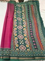 Premium Maslin Cotton Printed Saree with Traditional Ikat Pattern Border, Soft Lightweight Fabric and Elegant Ethnic Appeal - Image 4
