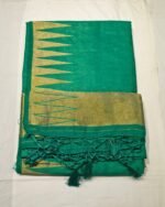 Premium Opara Silk Temple Border Saree with Rich Zari Weave, Traditional South Indian Design and Tassel Pallu - Image 2