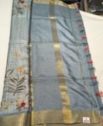 Premium Tassar Cotton Printed Saree with Floral Motifs, Elegant Border and Tassel Pallu Lightweight Ethnic Wear - Image 3