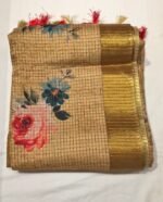 Premium Tassar Cotton Printed Saree with Floral Motifs, Elegant Border and Tassel Pallu Lightweight Ethnic Wear - Image 2