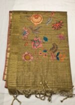 Premium Tassar Cotton Printed Saree with Floral Motifs, Elegant Border and Tassel Pallu Lightweight Ethnic Wear - Image 2