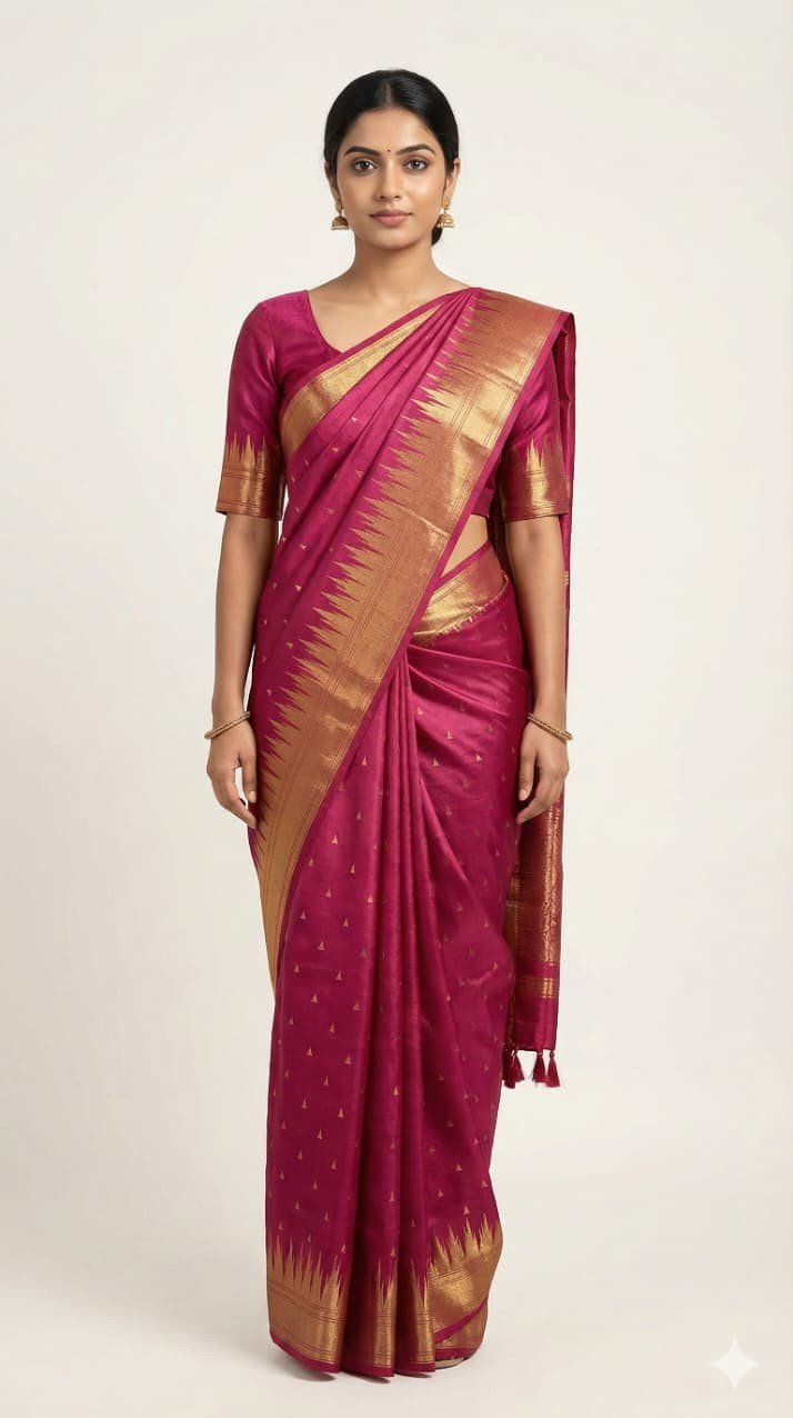 Opara Silk Temple Border Saree