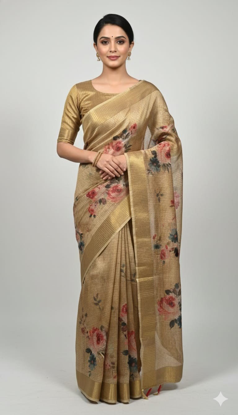 Tassar Cotton Printed Saree