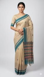 Mul Cotton Phulkari Work Saree