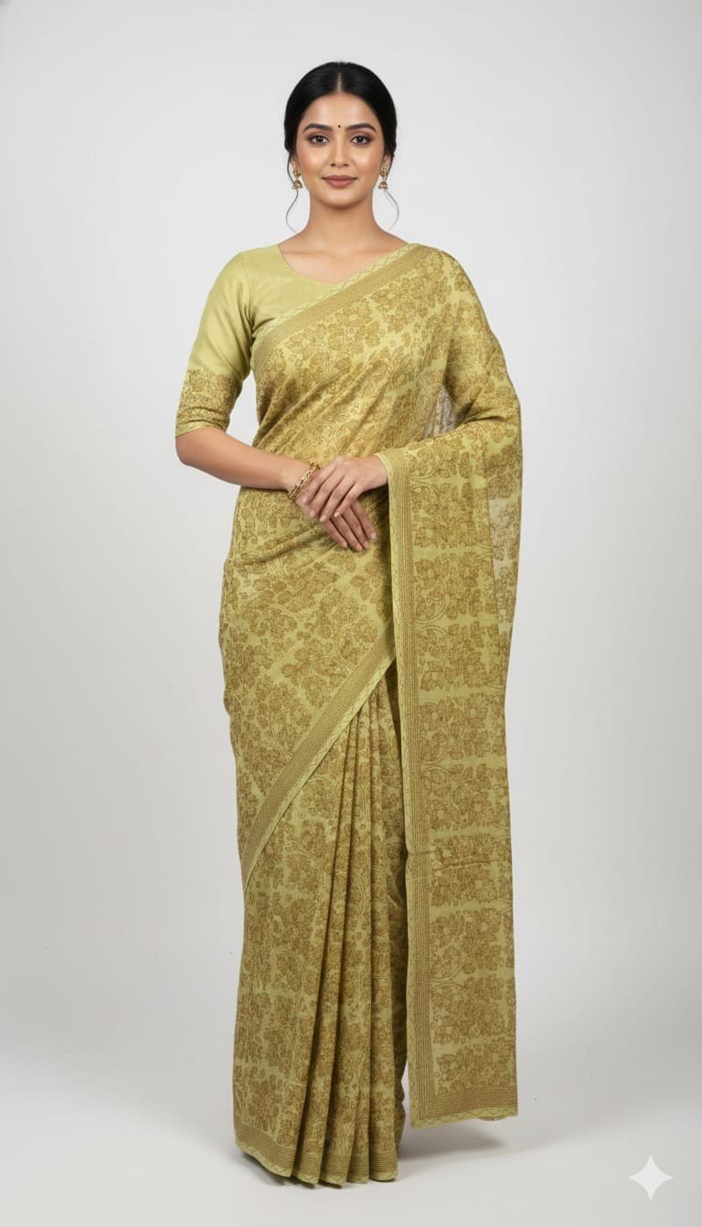 Pure Cotton Kantha Work Saree