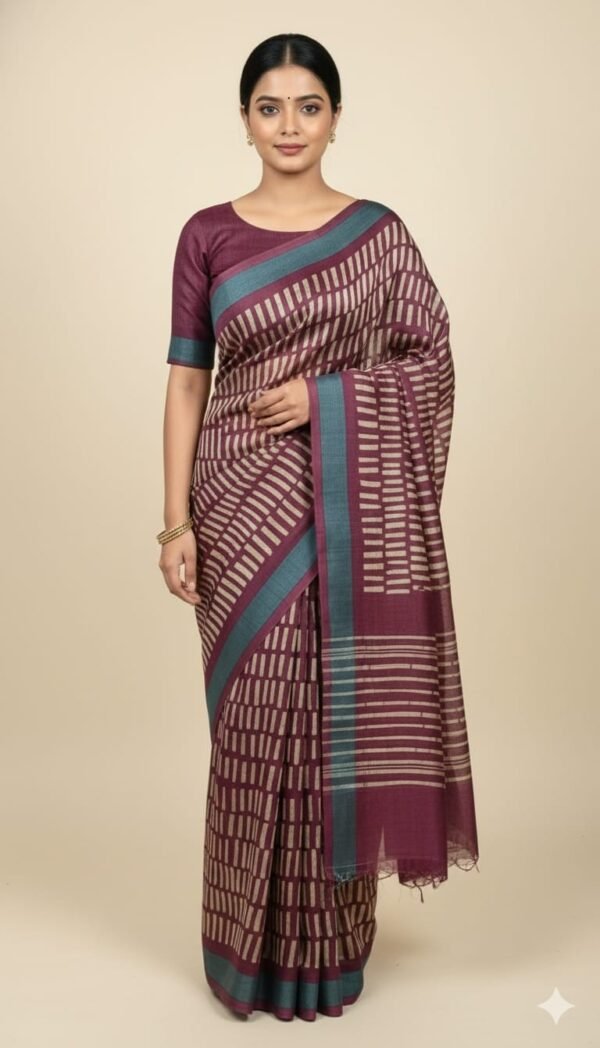 Tassar Silk Printed Saree