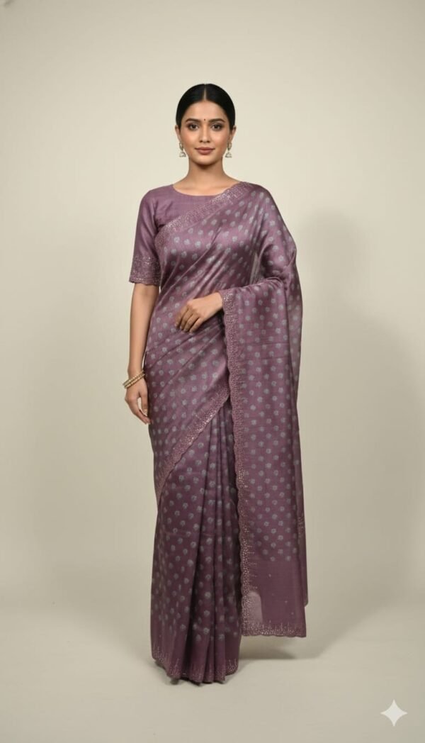 Tassar Silk Mirror Work Saree