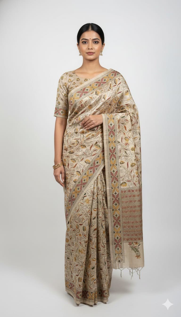 Tassar Silk Sindhi Work Saree