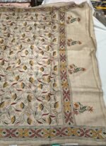 Premium Tassar Silk Sindhi Work Saree with Handcrafted Motifs, Rich Zari Border and Elegant Traditional Pallu - Image 4