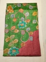 Premium Tassar Silk Sindhi Work Saree with Handcrafted Motifs, Rich Zari Border and Elegant Traditional Pallu - Image 3