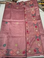 Premium Tassar Silk Lambani Work Saree with Hand Embroidered Motifs, Decorative Border and Traditional Ethnic Elegance - Image 4