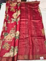 Premium Tassar Silk Printed Saree with Floral Design, Soft Texture and Elegant Border Lightweight Ethnic Wear - Image 2