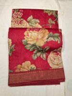 Premium Tassar Silk Printed Saree with Floral Design, Soft Texture and Elegant Border Lightweight Ethnic Wear - Image 4