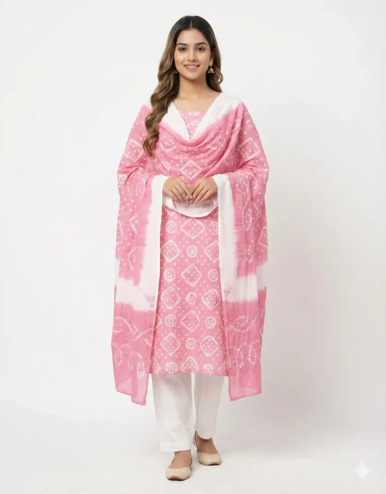 Bandhani Cotton Unstitched Suit