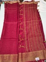 Premium Dola Silk Phulkari Work Saree with Handcrafted Floral Embroidery, Rich Border and Tassel Pallu Elegant Ethnic Wear - Image 2