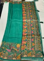 Premium Linen Cotton Printed Saree with Traditional Motifs, Rich Border and Elegant Pallu Lightweight Ethnic Wear - Image 3